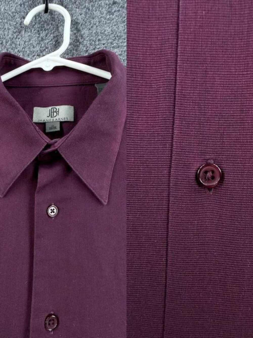 Jhane Barnes Maroon Point Cotton Purple 17 34/35 Long Sleeve Pocket Shirt Solid